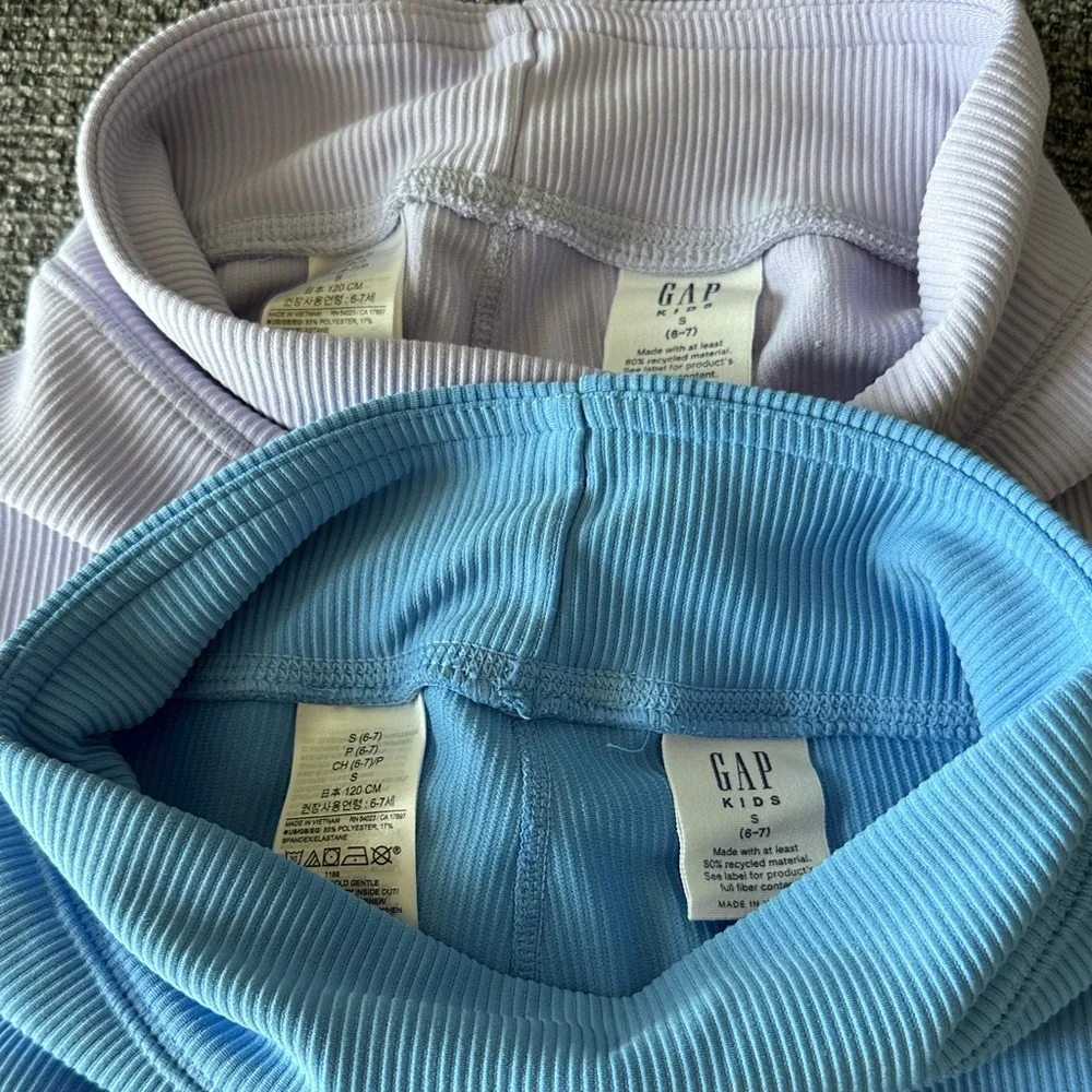GAP Ribbed High-Waist Biker Shorts — Lavender & Sky Blue